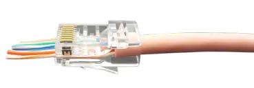 Разъем PLEZ-8P8C-U-C5-100 легкой оконцовки RJ-45 (8P8C) под витую пару,категория 5e (50 µ"/ 50 микродюймов),универсальный(100 шт.) Hyperline