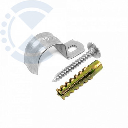 Комплект для крепления ОКЛ с использованием самореза, дюбеля и скобы СМО d19-20 мм (100 шт) PR08.4996 Промрукав