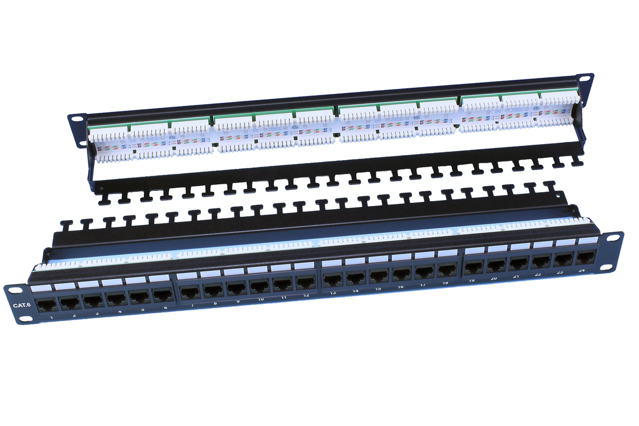 Патч-панель PP3-19-24-8P8C-C6-110D 19, 1U, 24 портов RJ-45, кат. 6, Dual IDC, ROHS, черный Hyperline
