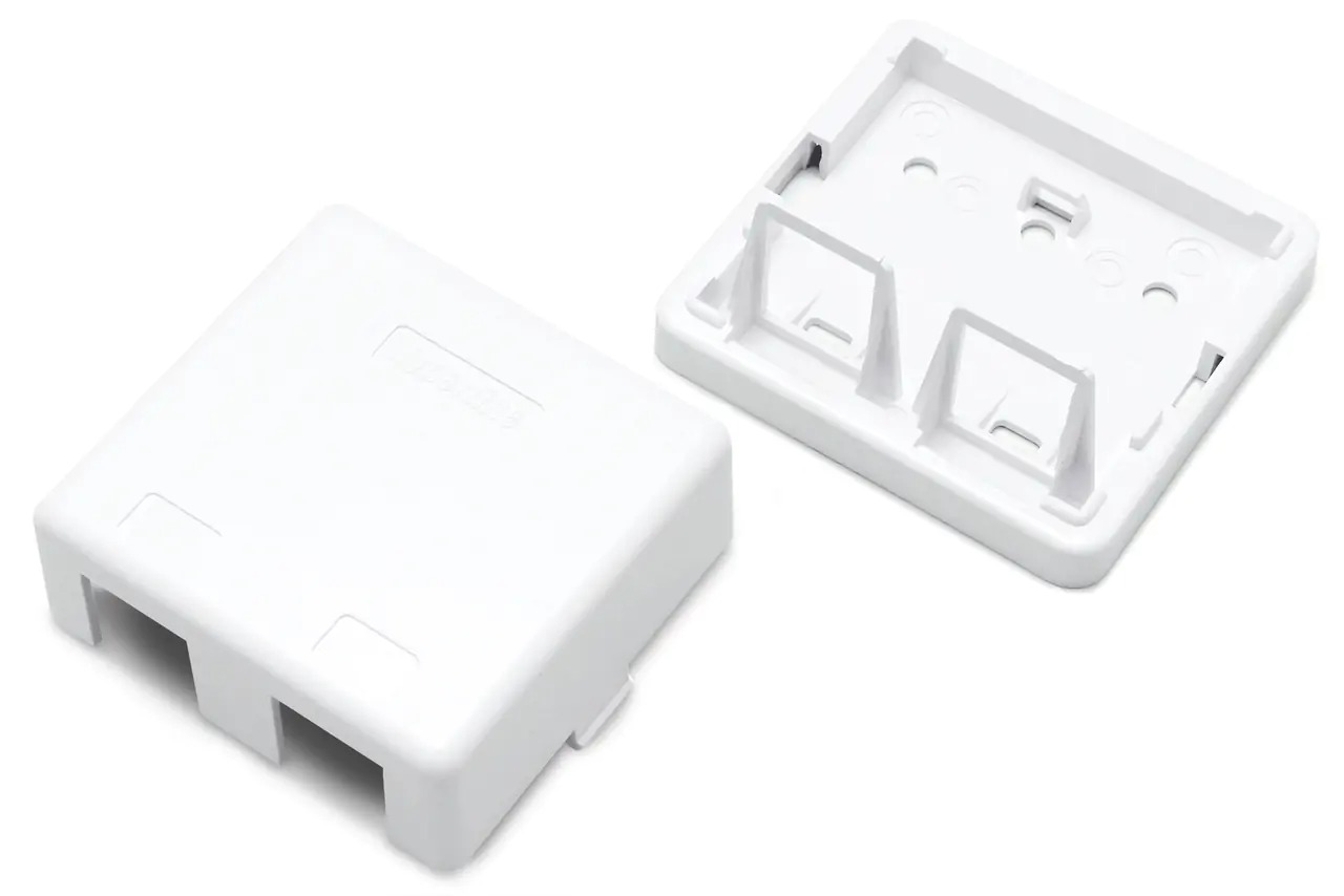 Корпус SBB3-2-WH настенной розетки для установки 2-х вставок типа Keystone Jack, белый Hyperline