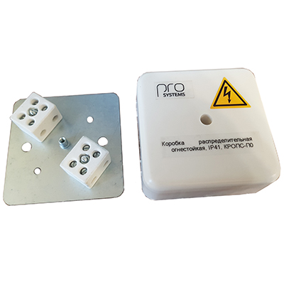 Коробка 75х75х20 мм КРОПС-П0-2,5-04 распределительная огнестойкая IP41 для кабелей сечением до 2,5 мм2, 4 клеммы