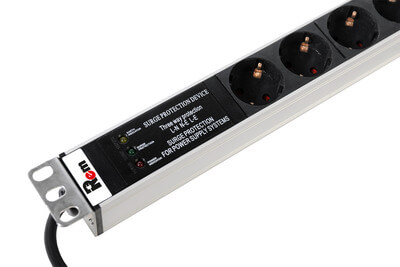 Блок розеток R-16-25S-I-1820-3 Rem-16 с инд., 25 Schuko, 16A, алюм., 42-48U, шнур 3 м. REM