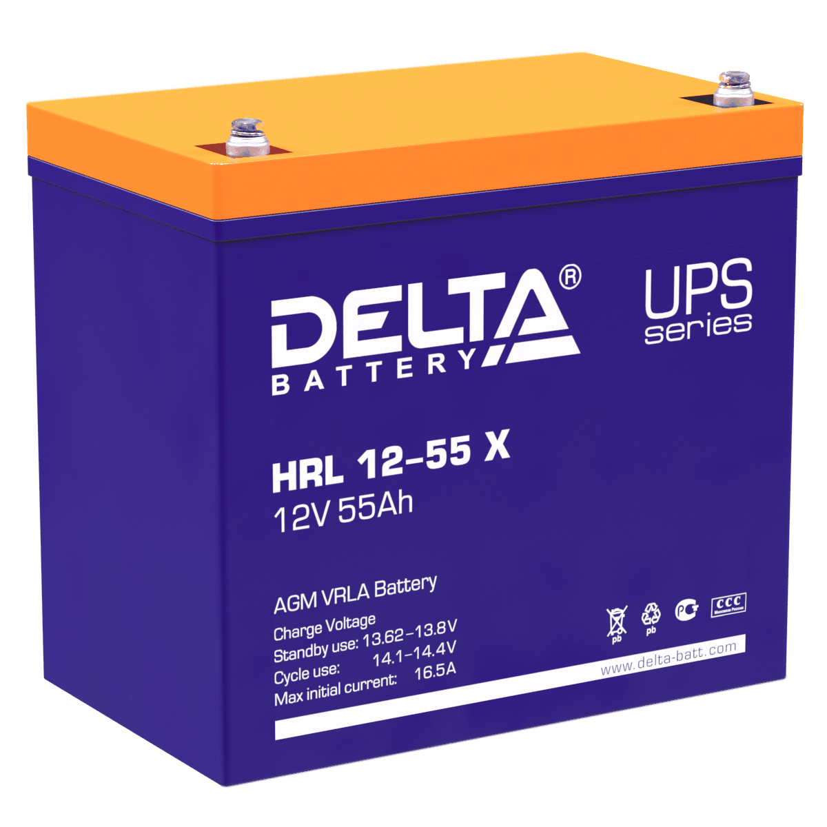 Аккумулятор 55 а/ч 12В (HRL 12-55 Х) Delta