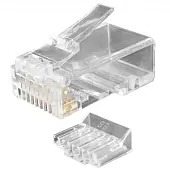 Разъем PLUG-8P8C-UV-C6-100 универсальный (для одножильного и многожильного кабеля), со вставкой (100 шт) Hyperline