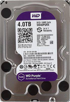 Жесткий диск 4Тб WD Purple "WD40PURX" 4Тб, HDD, SATA III, 3.5" Western Digital (WD)