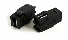 Вставка KJ1-USB-VA2-BK с проходным адаптером USB 2.0 (Type A), 90 градусов, ROHS, черная Hyperline