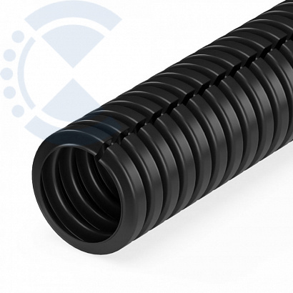 Труба гофрированная ПП безгалогенная (HF) разрезная черная dвн 18,3 мм, dнар 25 мм (бухта 25м) PR02.0248 Промрукав