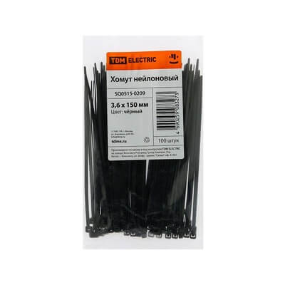 Стяжки 400*4.8 TDM (100шт.) (SQ0515-0220) черные пластиковые TDM