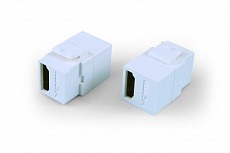 Вставка KJ1-HDMI-AL18-WH с проходным адаптером HDMI 2.0 (Type A), long body (29.7 мм), ROHS, белая Hyperline