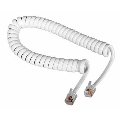 Шнур витой телефонный 2м белый /черный(18-2021) Rexant