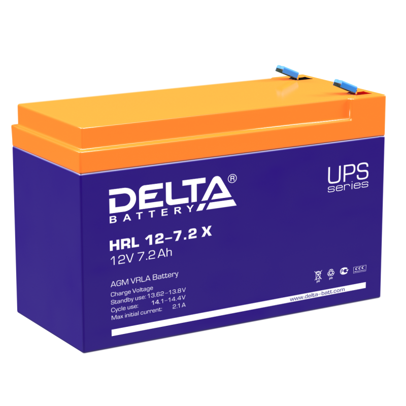Аккумулятор 7,2 а/ч 12В Delta (HRL 12-7,2 Х)