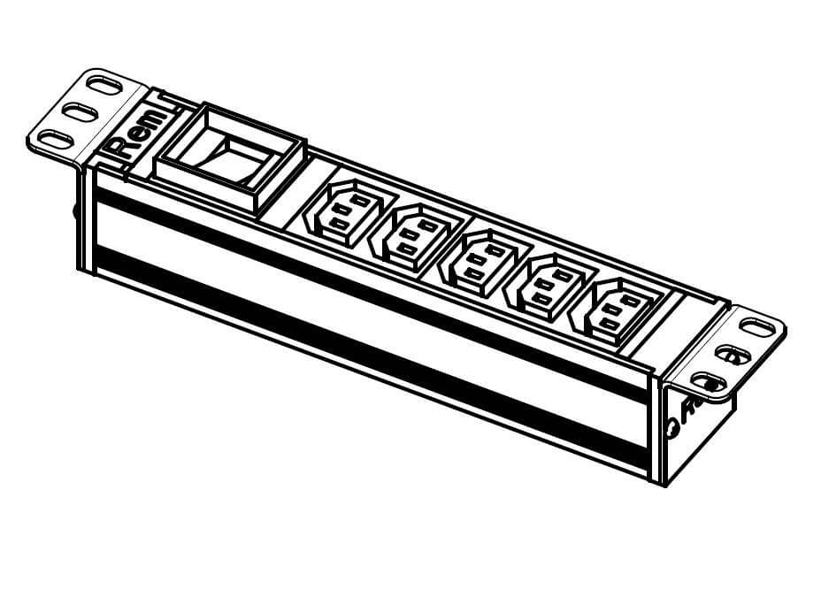 Блок розеток R-10-5C13-V-220-Z Rem-10 без шнура с выкл., 5 IEC 60320 C13, вход IEC 6032 REM