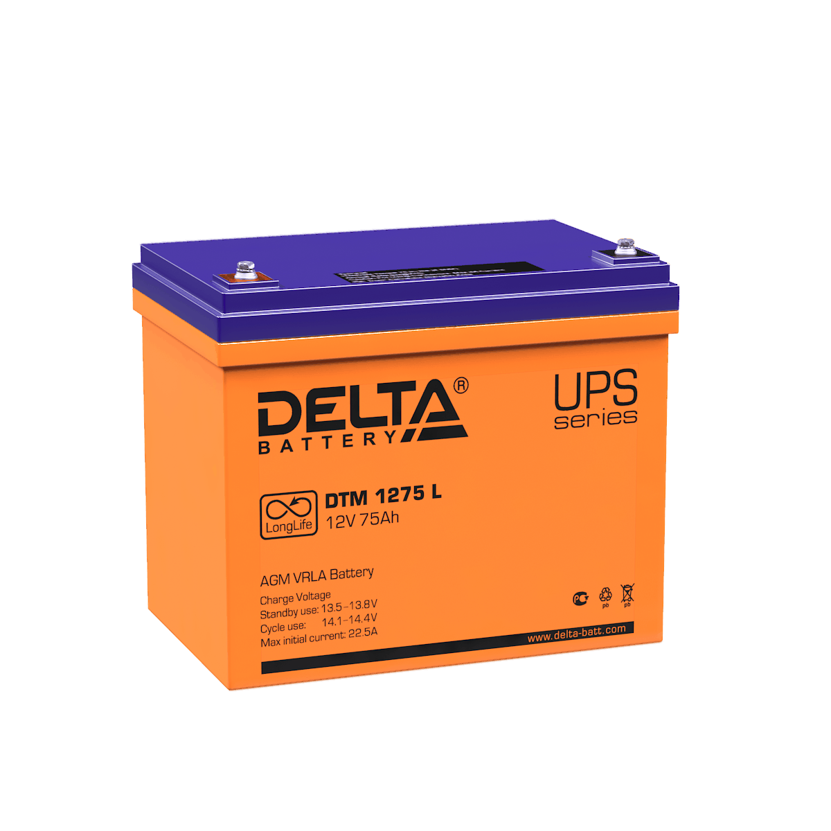 Аккумулятор 75а/ч 12В (DTM 1275L) Delta