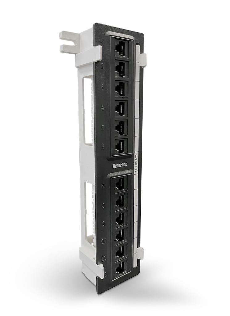 Патч-панель PPW-12-8P8C-C5e настенная, 12 портов RJ-45 (8P8C), категория 5е, с подставкой Hyperline