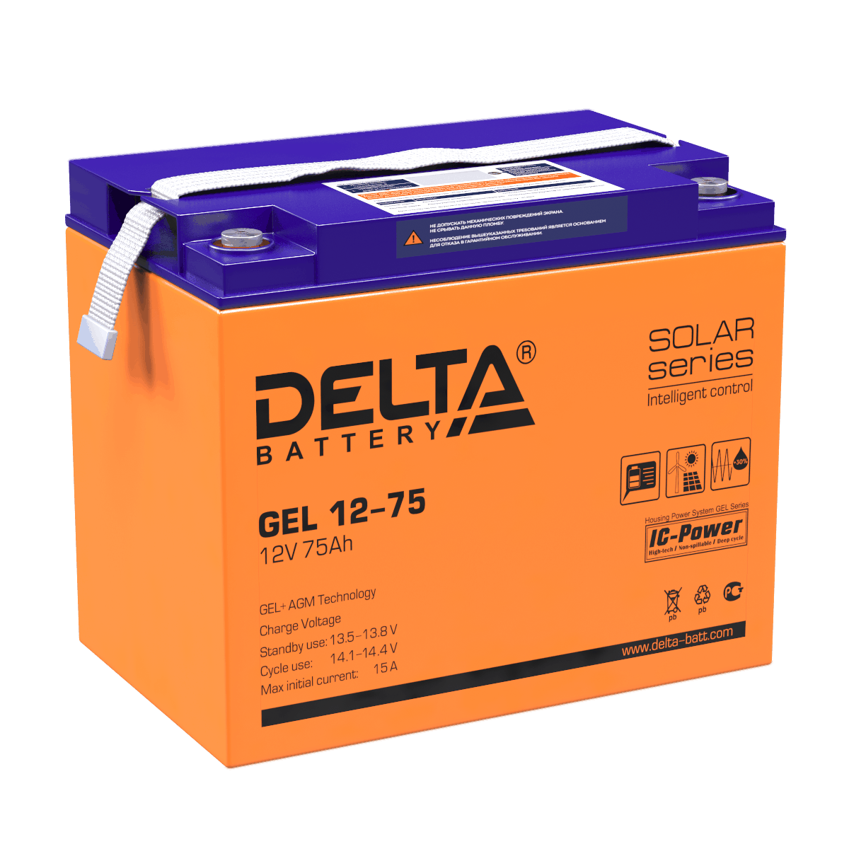 Аккумулятор 75 а/ч (GEL 12-75) Delta