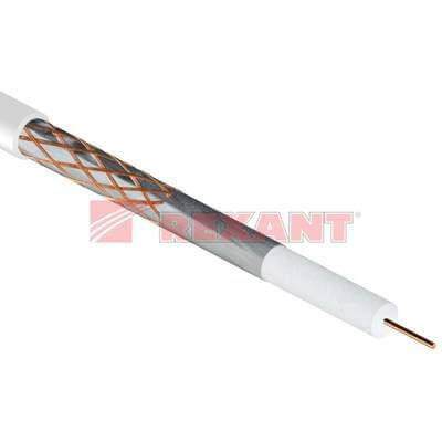 Кабель RG-6U+Cu 75 Ом Cu/Al/Cu 64% белый (100) Rexant