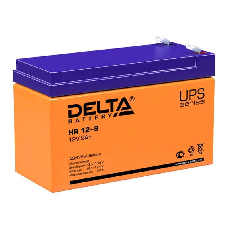 Аккумулятор 9 а/ч 12В HR 12-9) Delta