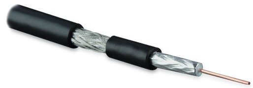 Кабель COAX-RG59-500 RG-59, 75 Ом, жила - 20 AWG, PVC, черный (бухта 500 м) Hyperline