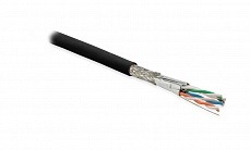 Кабель SFTP4-C6A-S23-OUT-PE-BK-500 S/FTP, кат.6a, 4 пары (23 AWG), одножильный, каждая пара в фольге, внешний, PE, черн. Hyperline