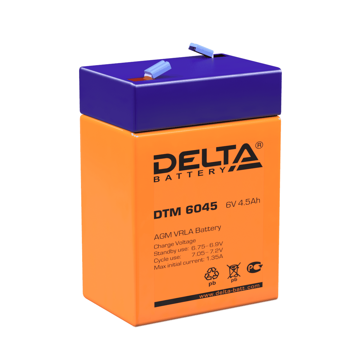 Аккумулятор 4,5а/ч 6В (DTM 6045) Delta