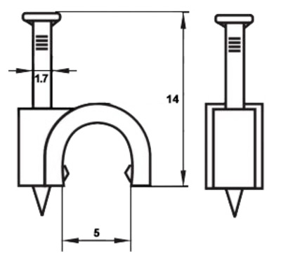 Скоба для кабеля Harter HRC-5,0 под кабель диам. до 5 мм, гвоздь 1,7х14 мм, цвет Harter