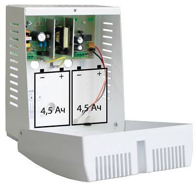 Блок питания СКАТ-2400М 24В 1,5А корпус под АКБ 2х7Ач Бастион