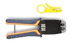 Инструмент HT-500R для RJ-45, RJ-12, RJ-11, универсальный, с храповым механизмом и комплектом сменных лезвий Hyperline