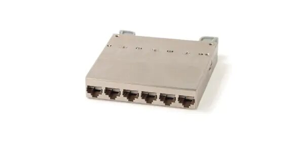 Кассета PPTR-CSS-1-6xRJ45-C6-SH-STL для медных претерминированных решений, 6 экранированных портов RJ-45 категории 6  Hyperline