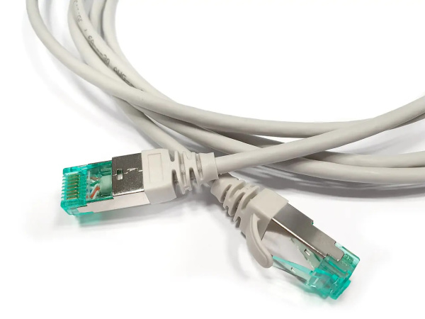 Патч-корд PC-LPT-SFTP-RJ45-RJ45-C6a-1M-LSZH-GY S/FTP, экранированный, категория 6a (100% Fluke Component Tested), 30AWG, LSZH, 1 м, серый  Hyperline