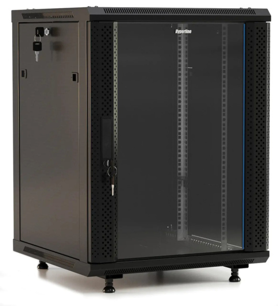 Шкаф TWB-FC-1566-GP-RAL9004 настенный 19-дюймовый (19"), 15U, 787x600х600мм Hyperline