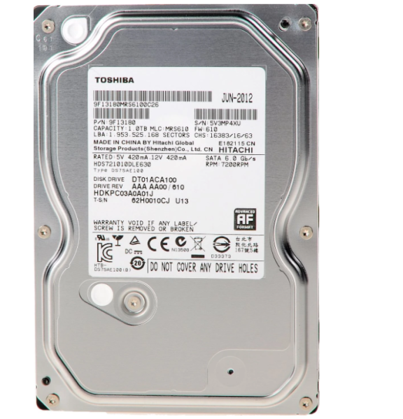 Жесткий диск DT01ACA100 SATA3 1Tb 7200 rpm 32Mb Toshiba