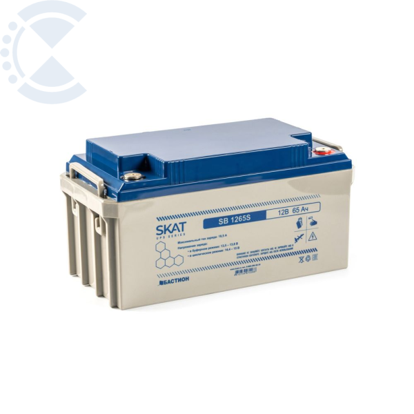 Аккумулятор Teplocom SKAT SB 1265S АКБ свинцово-кислотная тип AGM 12V 65Ач Iзар.26А, клеммы под болт М6 8972 Бастион