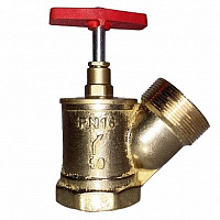 Клапан пожарный угловой латунный Ду-50 муфта/цапка Цветлит